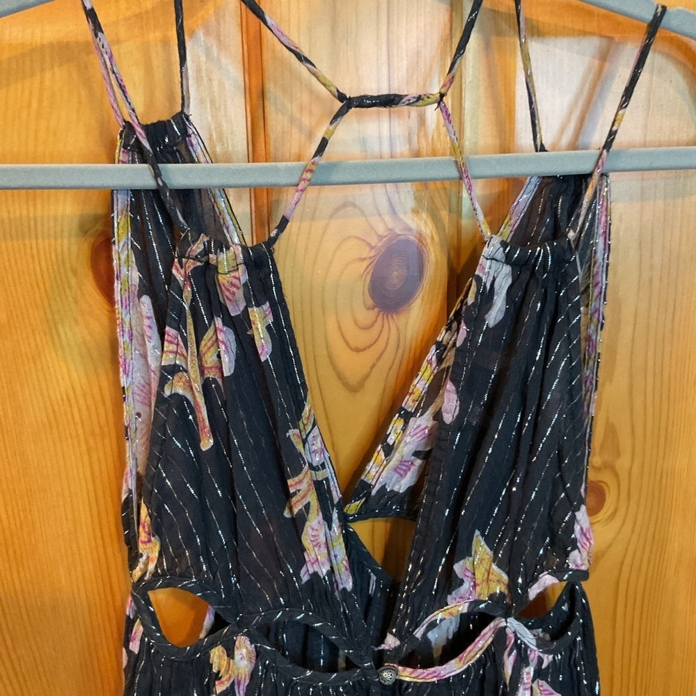 Anthropologie Black and Pink Cut Out Maxi Size S - Picture 7 of 8